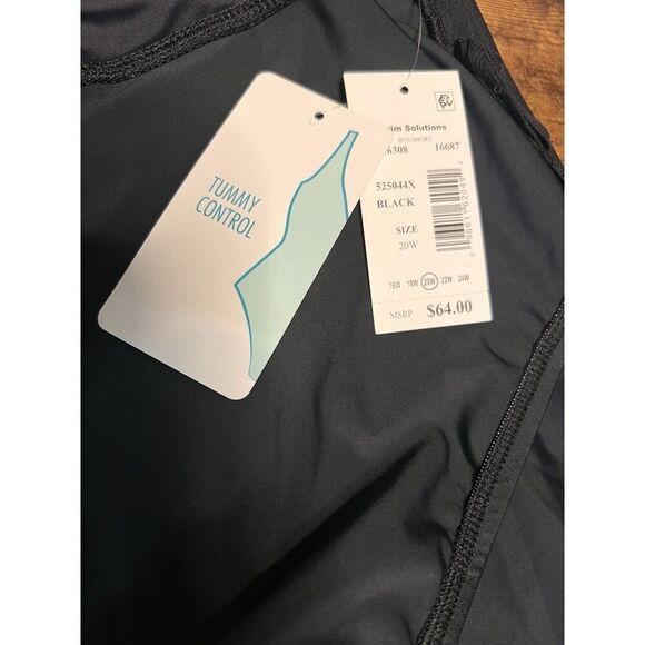 Swim Solutions Plus Size Swim Shorts, Style 525044X, Black, 20W,  MSRP $64. NWT! - Picture 8 of 11